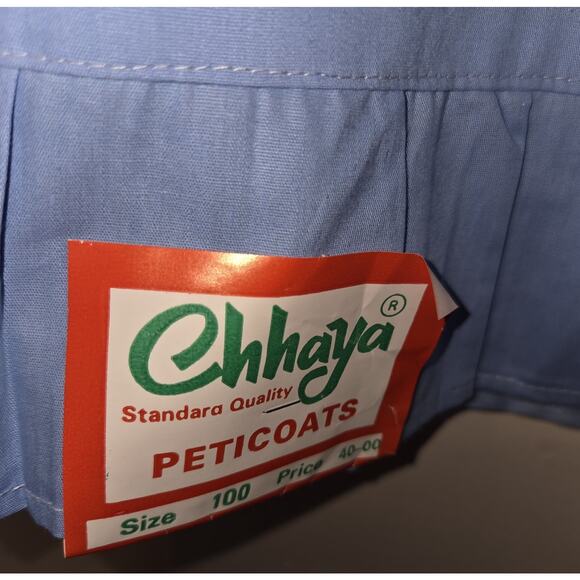 Chhaya Cotton Blue Saree Petticoat New Old Stock VTG Indian Underskirt Free Size - Picture 2 of 16